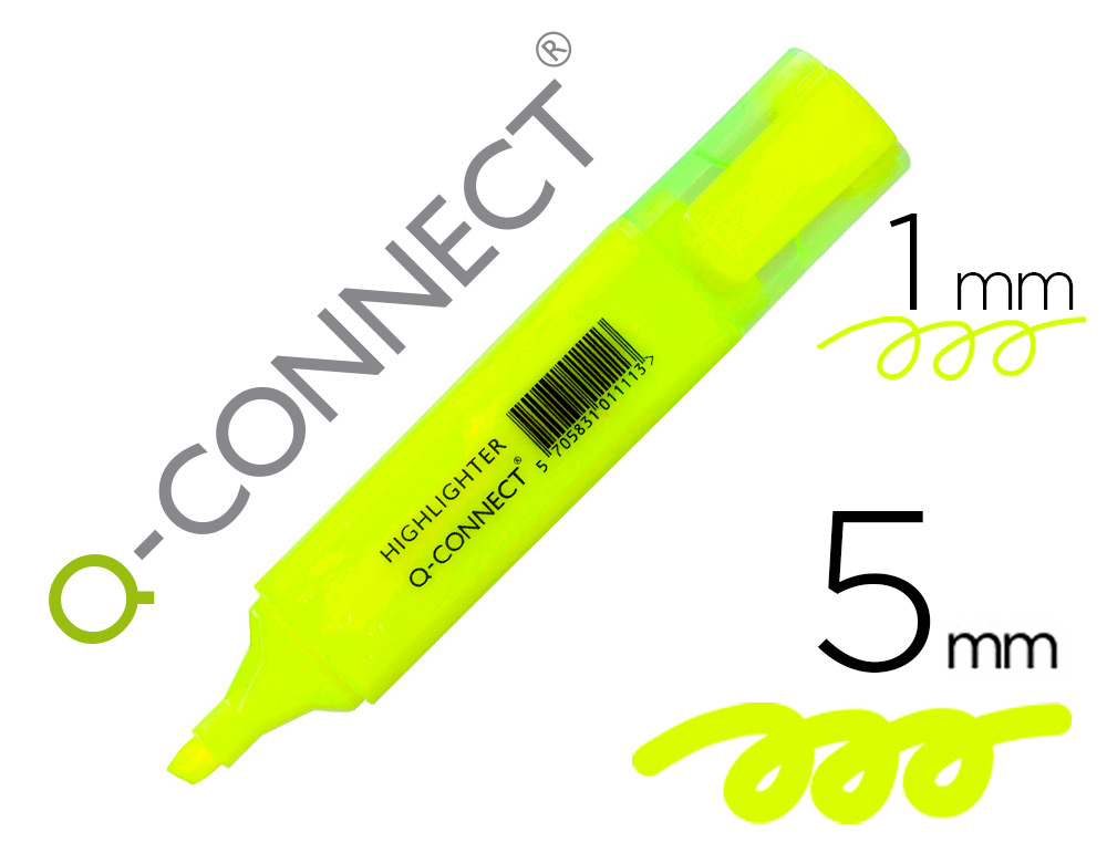 SURLIGNEUR Q-CONNECT TRAC 2/5 MM POINTE BISEAUTE COULEURS CLATANTES JAUNE