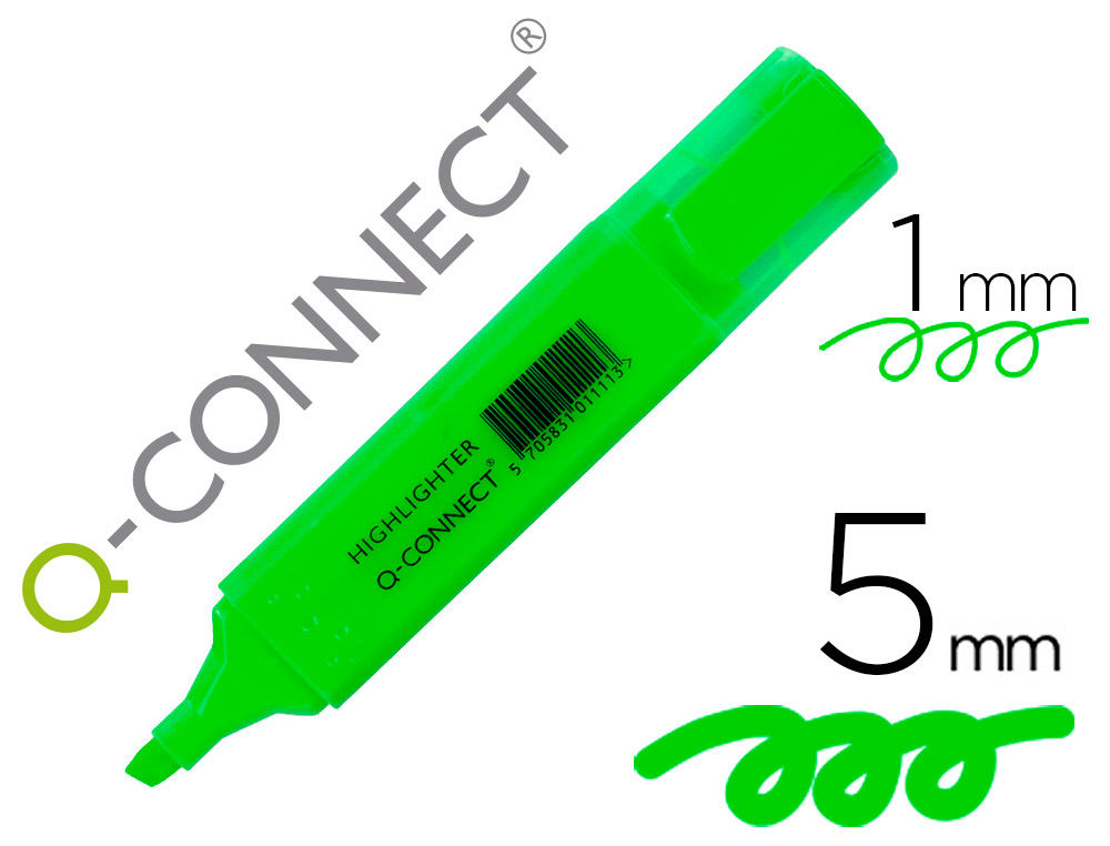 SURLIGNEUR Q-CONNECT TRAC 2/5 MM POINTE BISEAUTE COULEURS CLATANTES VERT