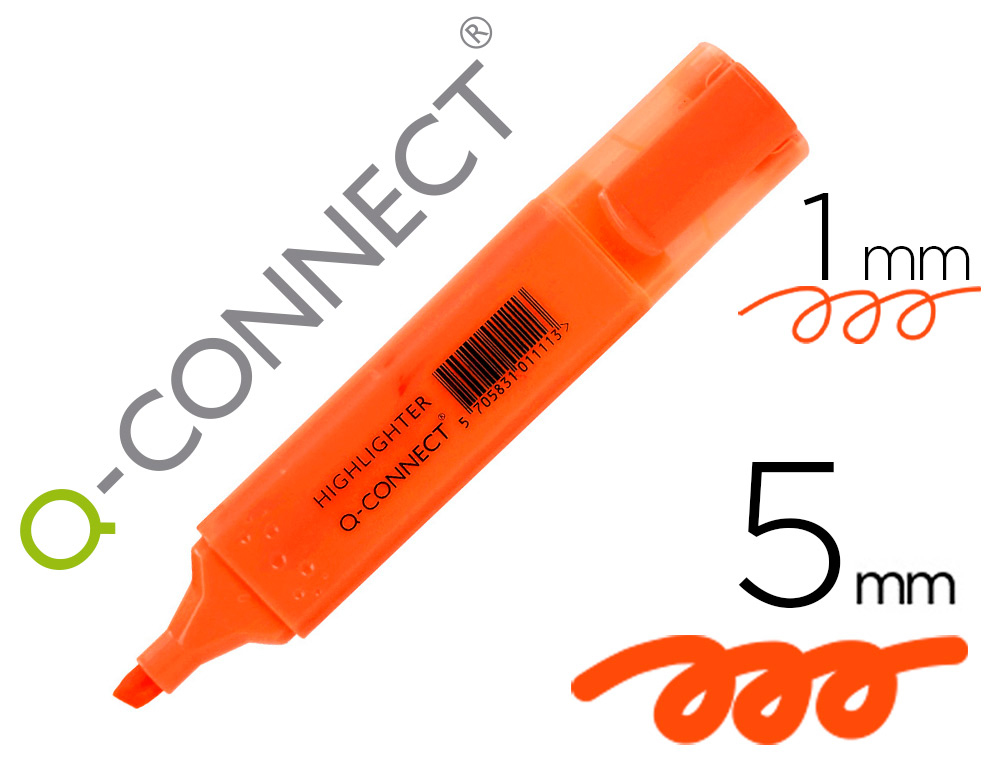 SURLIGNEUR Q-CONNECT TRAC 2/5 MM POINTE BISEAUTE COULEURS CLATANTES ORANGE