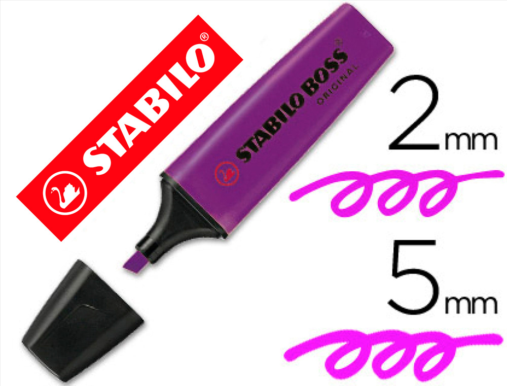 SURLIGNEUR STABILO BOSS TRAC 2/5MM POINTE BISEAUTE ENCRE UNIVERSELLE BASE EAU RSISTANTE LUMIRE COLORIS LAVANDE