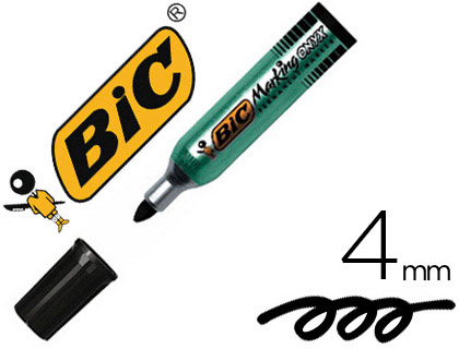 MARQUEUR BIC PERMANENT ONYX MARKER 1482 POINTE OGIVE TRAC 4MM TOUS SUPPORTS CORPS MTAL NOIR