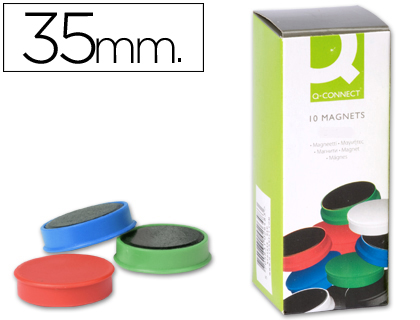 AIMANT Q-CONNECT DIAMTRE 35MM AFFICHAGE SIGNALISATION TOUTES SURFACES MTALLIQUES COLORIS ASSORTIS BOTE 10 UNITS