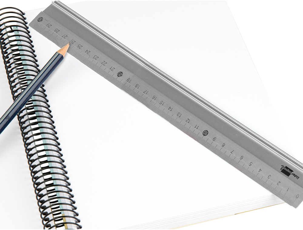 REGLE LIDERPAPEL 30CM GRADUEE GAMME ALUMINIUM COLORIS METAL