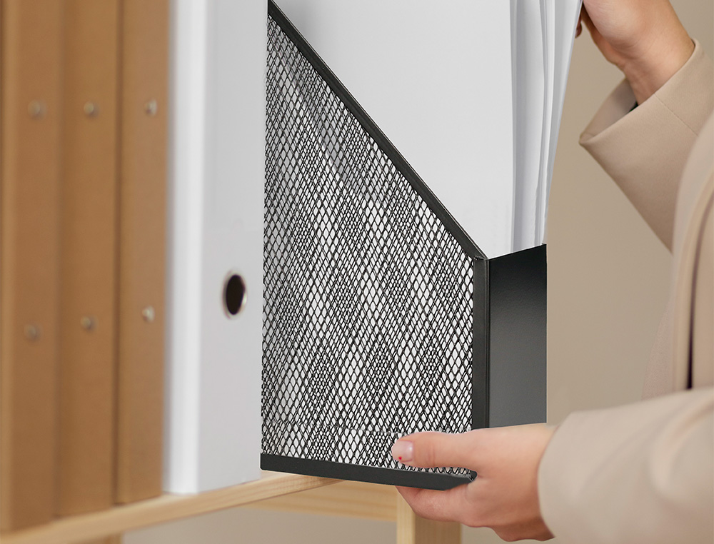 PORTE-REVUES Q-CONNECT MÉTAL MESH MAILLE MÉTALLIQUE 250X79X289MM COLORIS NOIR