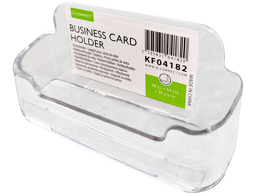 PORTE-CARTES DE VISITE Q-CONNECT MÉTHACRYLATE PRÉSENTOIR CAPACITÉ 50/60 CARTES 96X35X50MM COLORIS TRANSPARENT