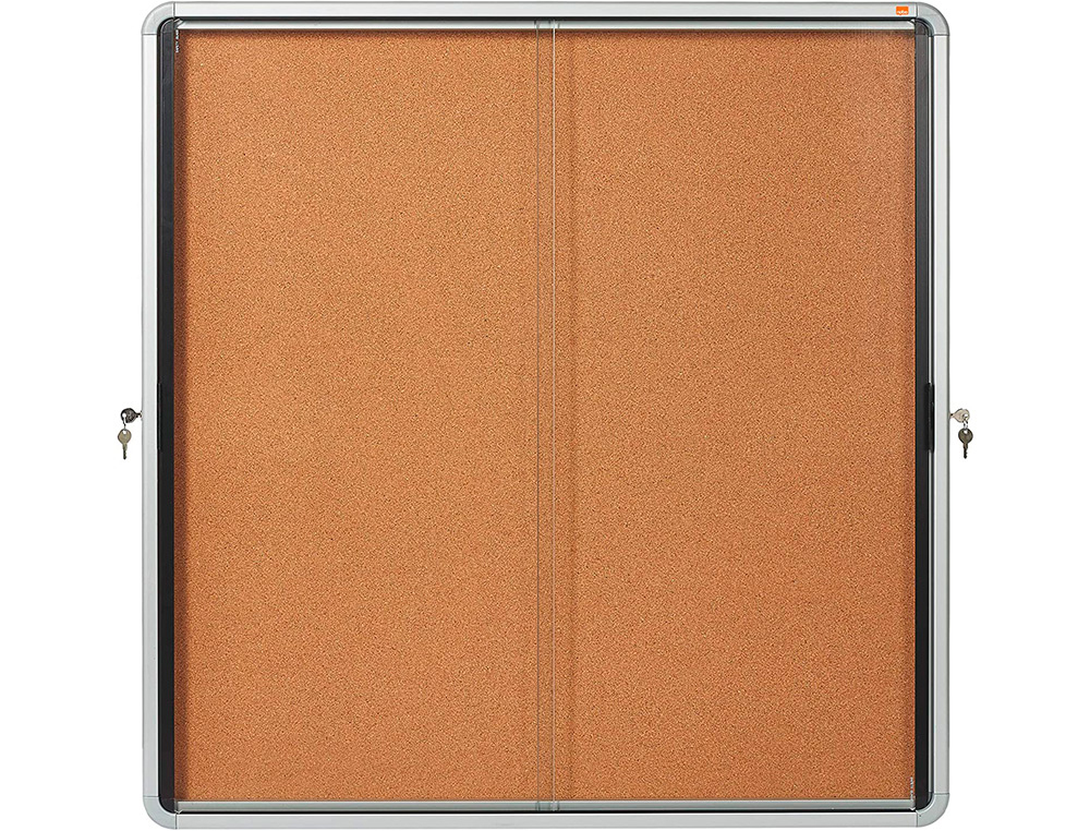 VITRINE D INTERIEUR NOBO PREMIUM PLUS A4 PORTE         COULISSANTE VERRE SECURITE    FOND LIEGE CAPACITE 12
