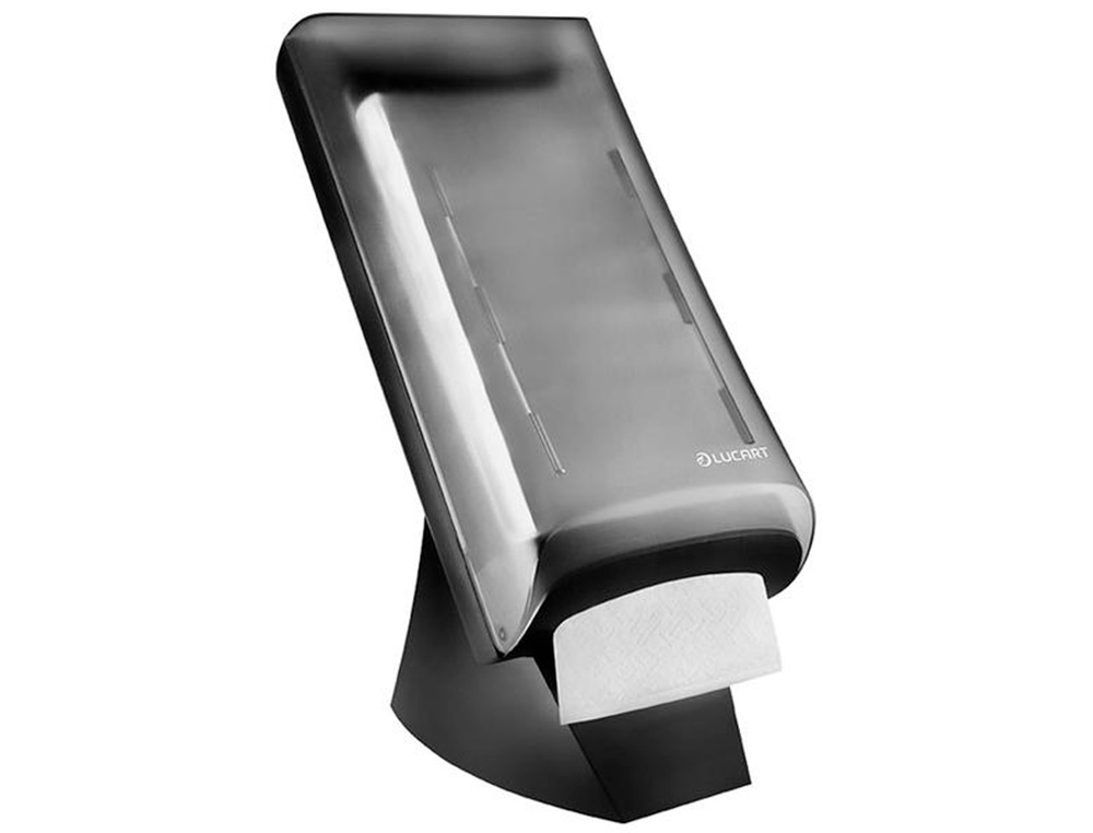 DISTRIBUTEUR SERVIETTE HPS L-ONE L UCART INSTALLATION    MURAL SOCLE NOIR CAPOT        TRANSPARENT 211X475X305MM
