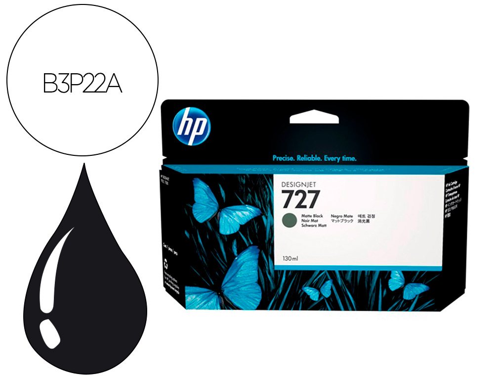 CARTOUCHE HP JET D'ENCRE 727 COULEUR NOIR MAT 130ML