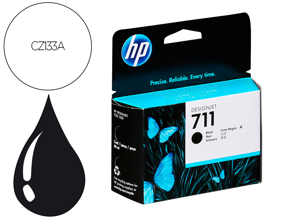 CARTOUCHE HP JET D'ENCRE 711 CZ133A COULEUR NOIR 80ML