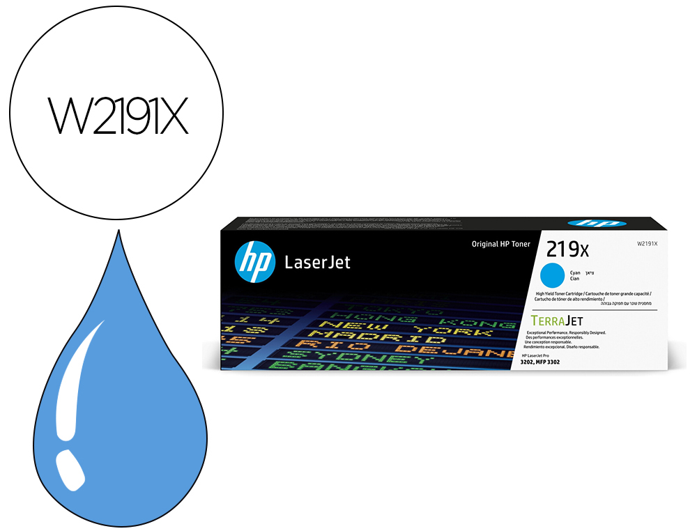 TONER HP ORIGINAL W2191X 219X HAUTE CAPACITE 2500P COLORIS  CYAN