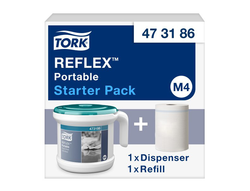 DISTRIBUTEUR TORK REFLEX ESSUIE-MAINS M4 PERFORMANCE   PORTABLE DEVIDAGE CENTRAL     COLORIS BLANC ET TURQUOISE