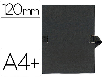 CHEMISE EXACOMPTA CARTON PAPIER TOIL 240X320MM DOS EXTENSIBLE 120MM SANGLE COTON BOUCLE CRANTE COLORIS NOIR