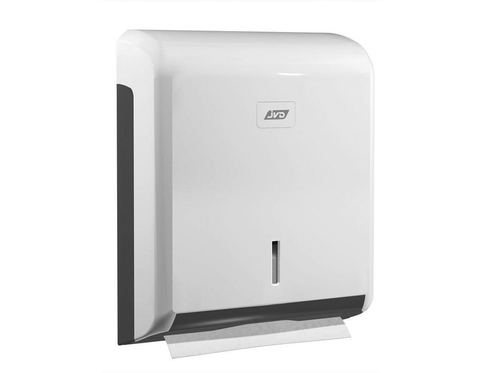 DISTRIBUTEUR ESSUIE-MAINS COLDIS PLASTIQUE COMPATIBLE PLIAGE V OUVERTURE FRONTALE CL 26.5X34X11CM 400/600F BLANC/GRIS