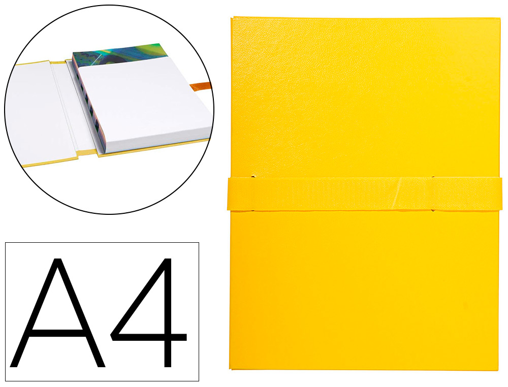CHEMISE EXACOMPTA RABAT EN PIED BALACRON A4 DOS EXTENSIBLE 13CM SANGLE SCRATCH COLORIS JAUNE