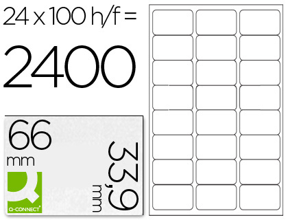 TIQUETTE ADHSIVE Q-CONNECT 66X33.9MM COINS ARRONDIS IMPRIMANTE JET ENCRE LASER COPIEUR BOTE 100 FEUILLES 2400 UNITS