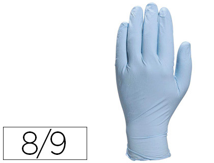 GANT JETABLE DELTPALUS NITRILE POUDR AQL 1.5 COMPATIBLE ALIMENTAIRE COLORIS BLEU TAILLE 8/9 BOTE 100 UNITS