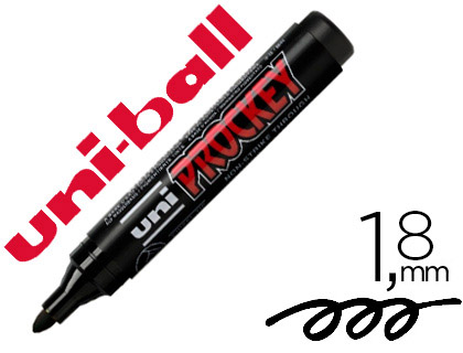 MARQUEUR UNIBALL UNI PROCKEY PERMANENT POINTE OGIVE TRAC 1.8MM ENCRE SANS ALCOOL CORPS PLASTIQUE COLORIS NOIR