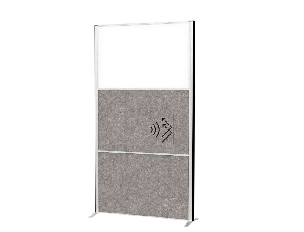 CLOISON MAUL CONNECTO 180X100CM FIXE 2 MODULES      ACOUSTIQUES GRIS FONCE + 1    MODULE TABLEAU BLANC CADRE