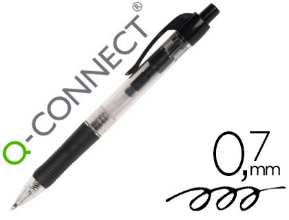 STYLO-BILLE Q-CONNECT RTRACTABLE CRITURE MOYENNE 0.7MM ENCRE CLASSIQUE CLIP GRIP PRHENSION COULEUR ENCRE NOIRE