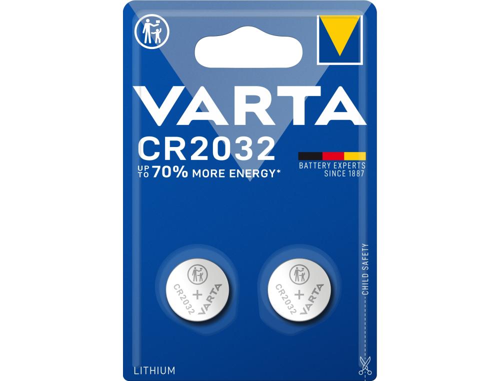 PILE CR2032 3V BLISTER DE 2 BLISTER DE 2 PILES MINIATURES POUR APPAREILS LECTRONIQUES VARTA - CR2032